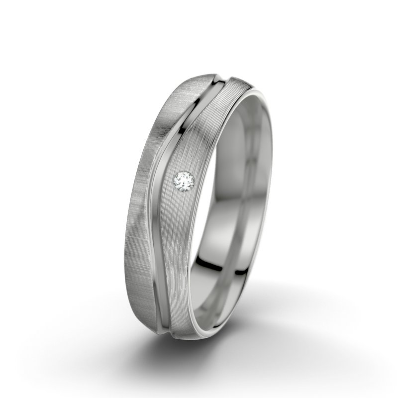 Diamantring Cher F5, Platinum 600 quermatt, von vorn