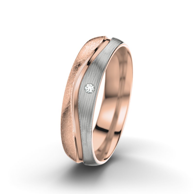 Diamantring Cher F5, Rotgold 750 eismatt, von vorn