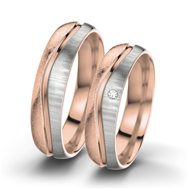 Diamantring Cher F5, Rotgold 585 eismatt, von vorn