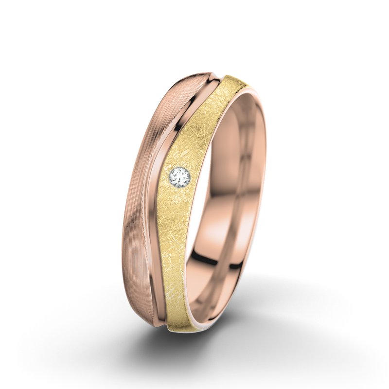 Diamantring Cher F5, Rotgold 750 längsmatt, von vorn