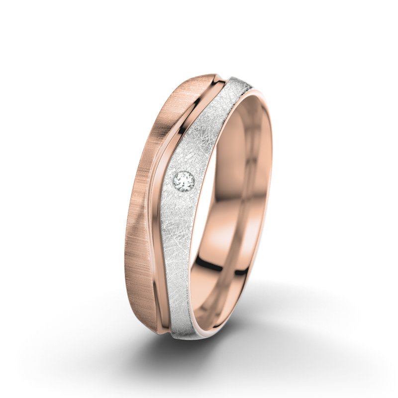 Diamantring Cher F5, Rotgold 585 quermatt, von vorn