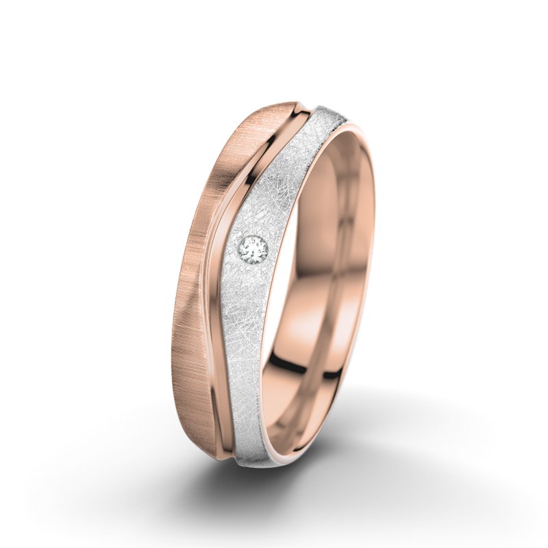 Diamantring Cher F5, Rotgold 375 quermatt, von vorn