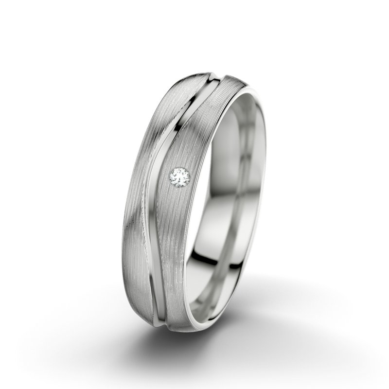 Diamantring Cher F5, Sterlingsilber 925 längsmatt, von vorn