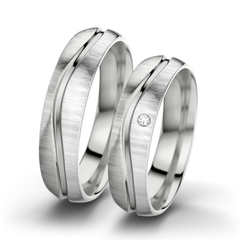 Diamantring Cher F5, Sterlingsilber 925 quermatt, von vorn