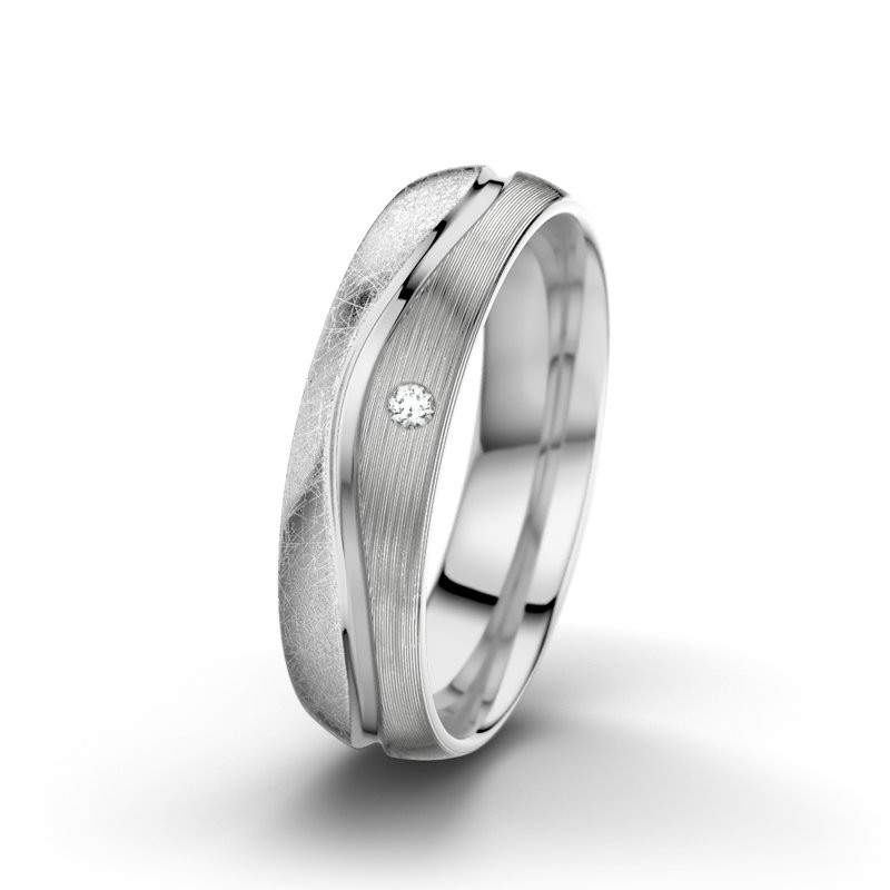 Diamantring Cher F5, Weißgold 375 eismatt, von vorn