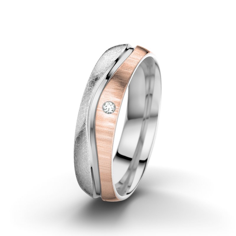 Diamantring Cher F5, Weißgold 375 eismatt, von vorn