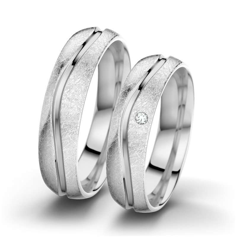Diamantring Cher F5, Weißgold 585 eismatt, von vorn