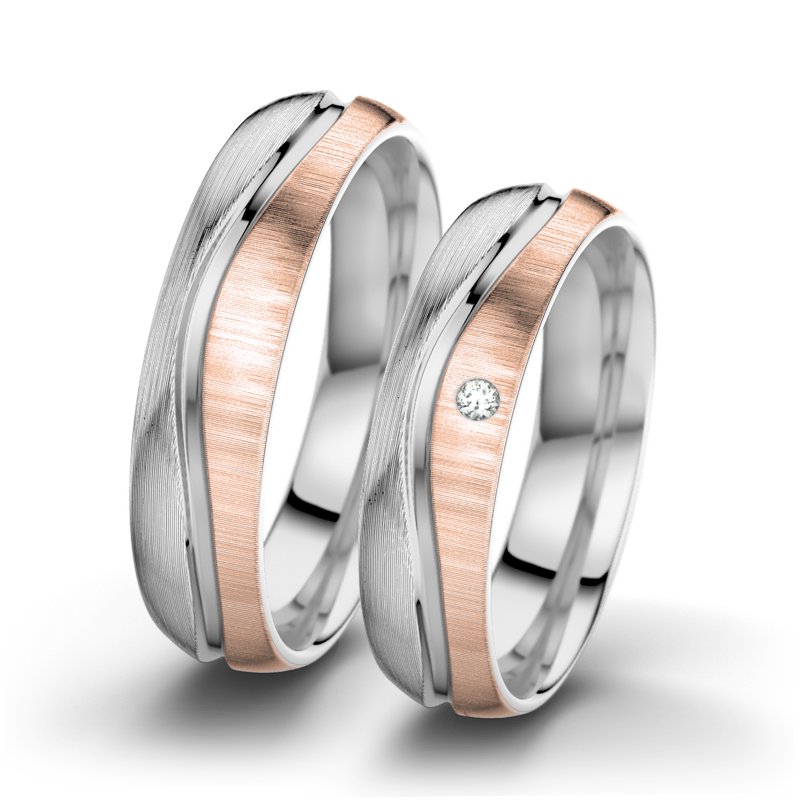 Diamantring Cher F5, Weißgold 375 längsmatt, von vorn
