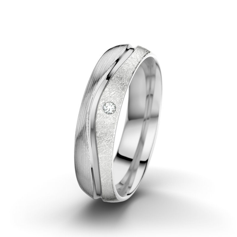 Diamantring Cher F5, Weißgold 750 längsmatt, von vorn