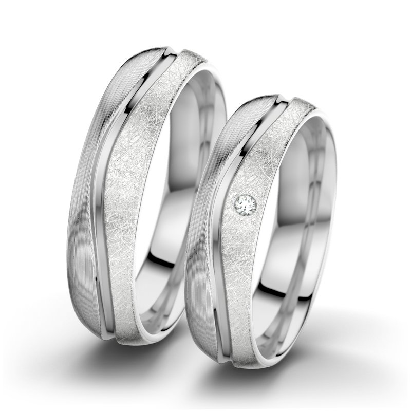 Diamantring Cher F5, Weißgold 750 längsmatt, von vorn