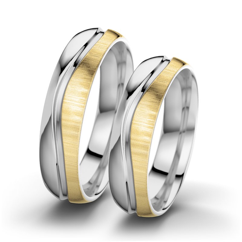 Kein Stein Weißgold poliertring Cher F5, Weißgold 750 poliert, von vorn