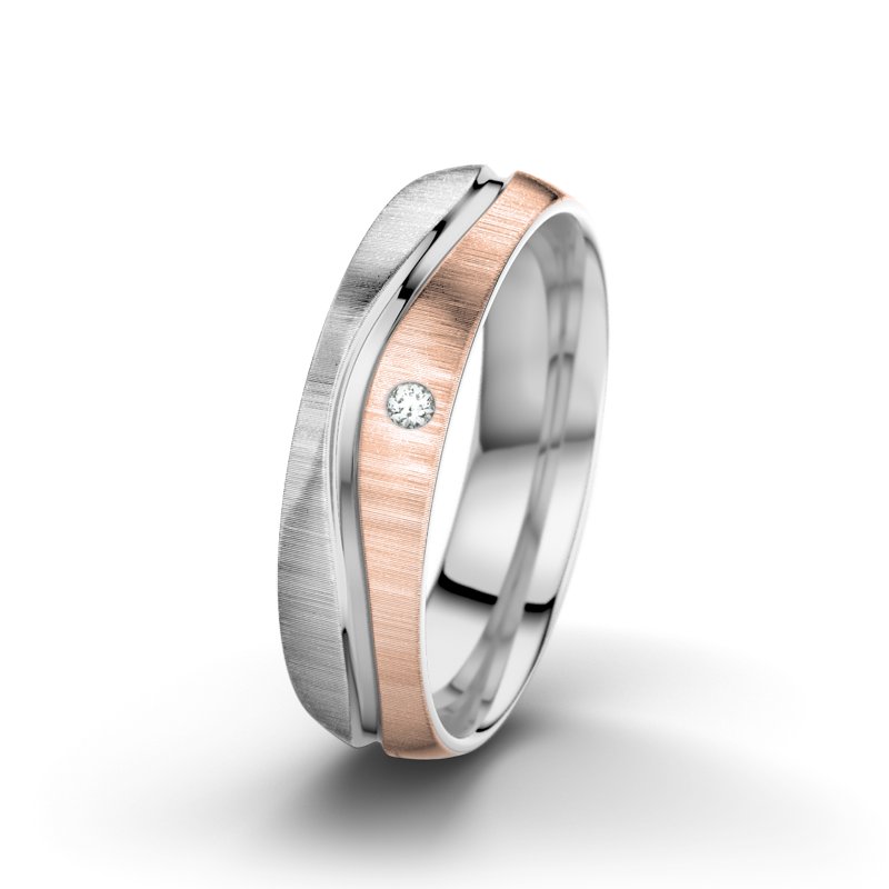 Diamantring Cher F5, Weißgold 585 quermatt, von vorn