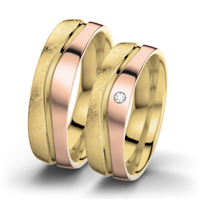 Diamantring Cher F6, Gelbgold 375 eismatt, von vorn