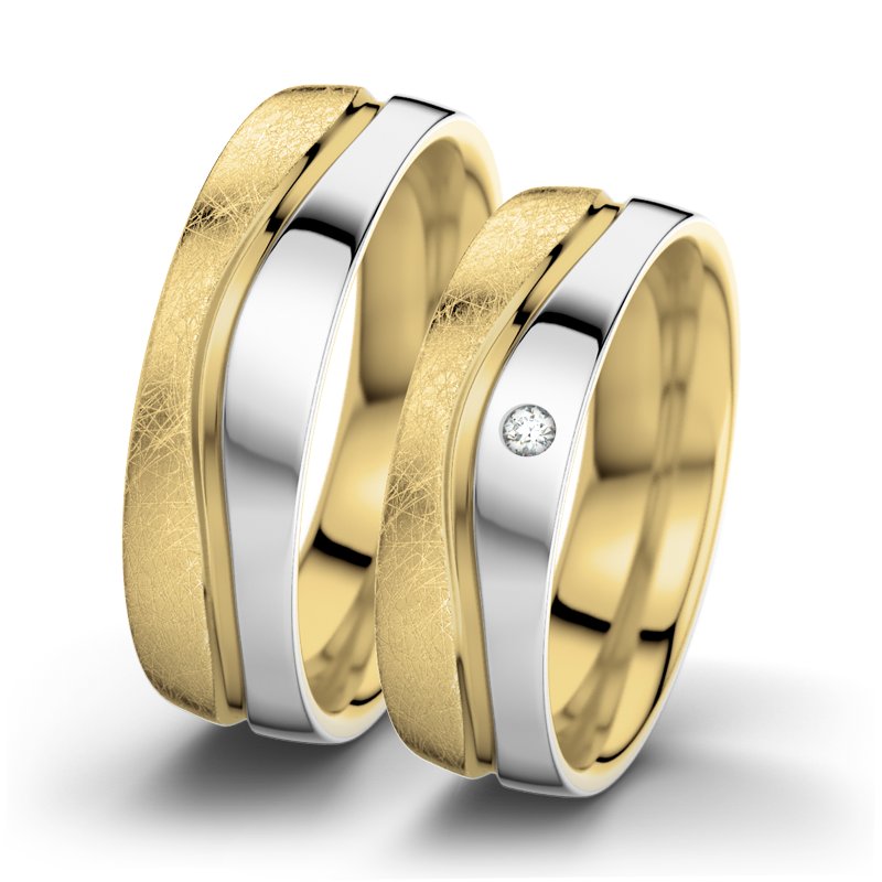 Diamantring Cher F6, Gelbgold 375 eismatt, von vorn