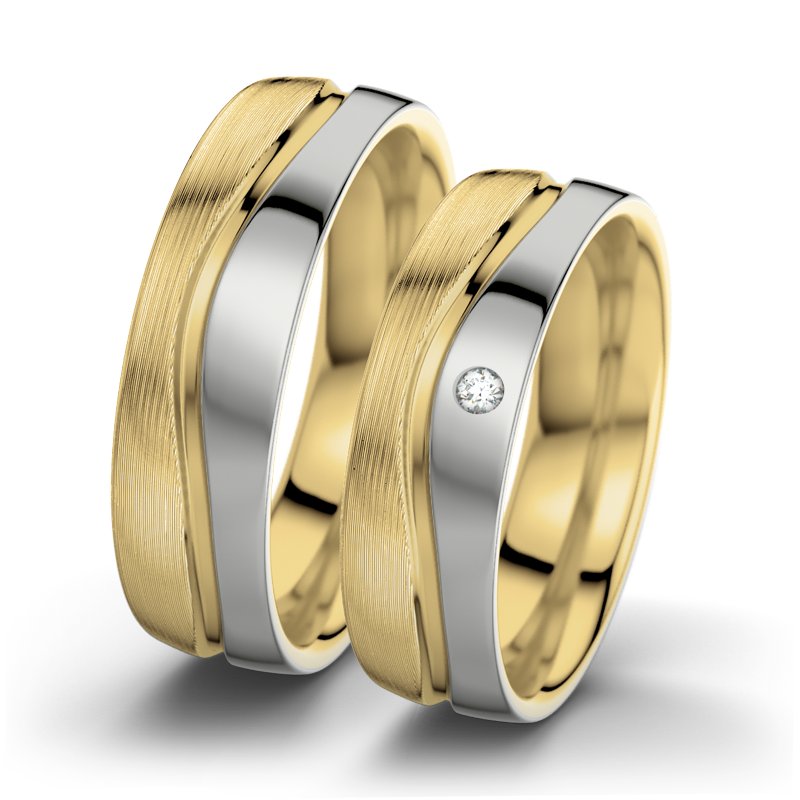 Diamantring Cher F6, Gelbgold 375 längsmatt, von vorn
