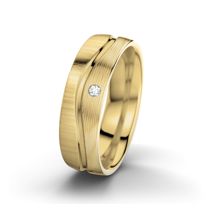 Diamantring Cher F6, Gelbgold 585 quermatt, von vorn