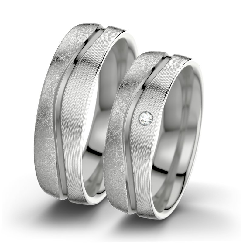 Diamantring Cher F6, Palladium 585 eismatt, von vorn