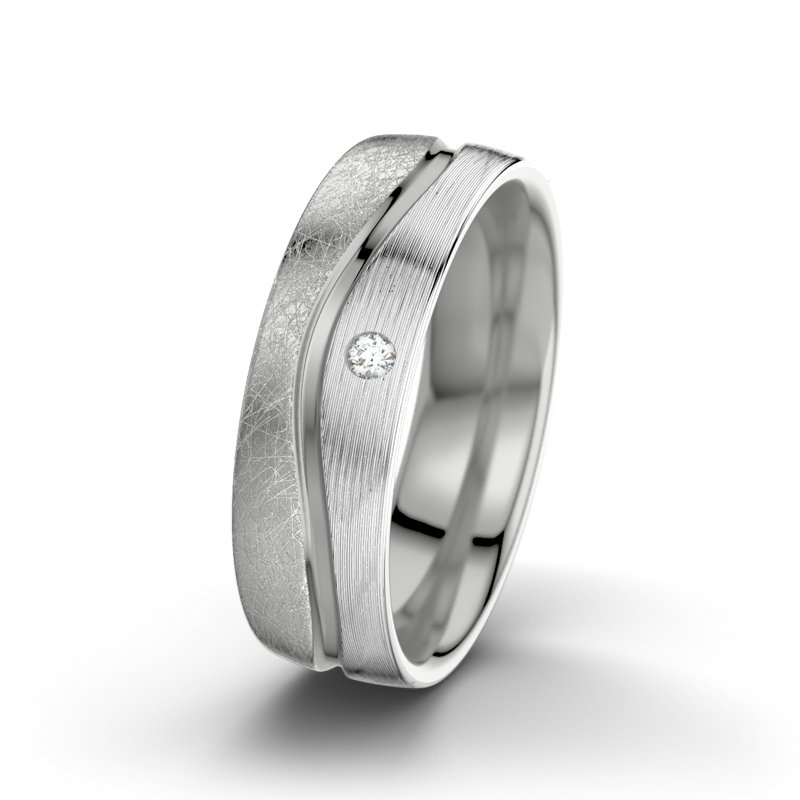 Diamantring Cher F6, Palladium 585 eismatt, von vorn