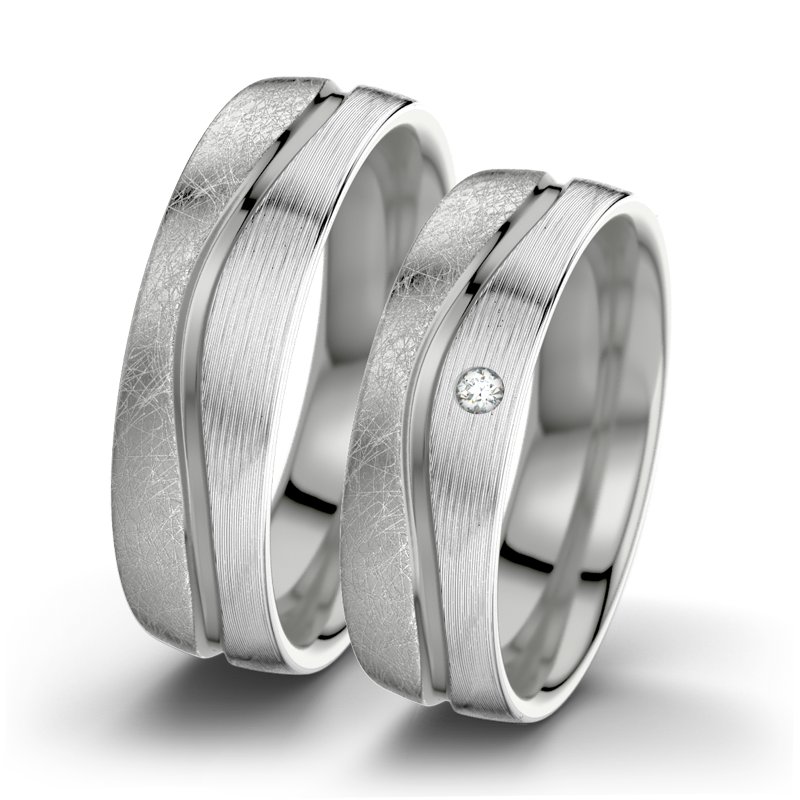 Diamantring Cher F6, Palladium 585 eismatt, von vorn