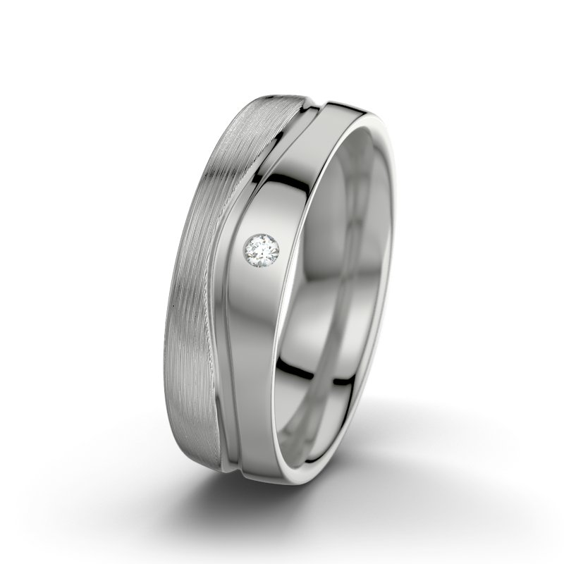 Diamantring Cher F6, Palladium 585 längsmatt, von vorn