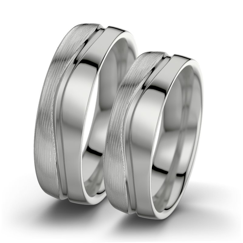Kein Stein Palladium längsmattring Cher F6, Palladium 585 längsmatt, von vorn