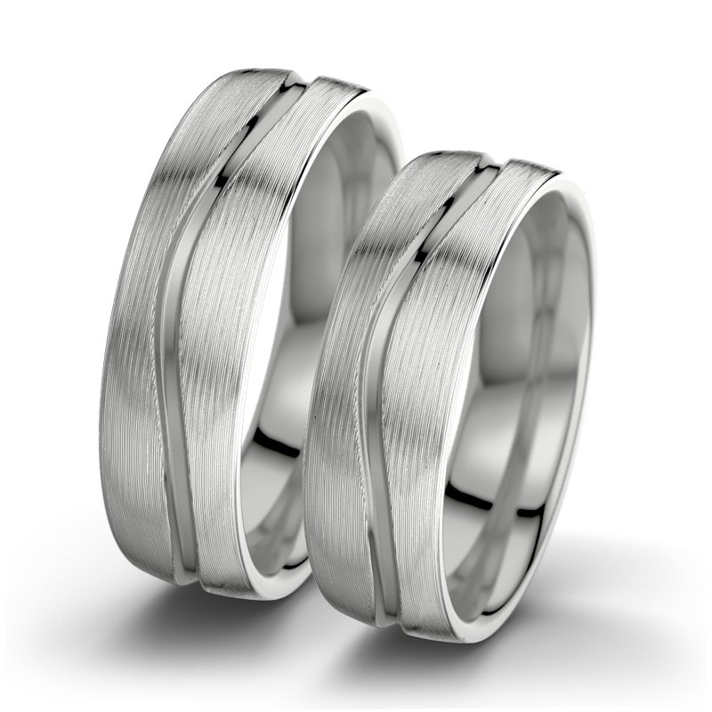 Kein Stein Palladium längsmattring Cher F6, Palladium 950 längsmatt, von vorn