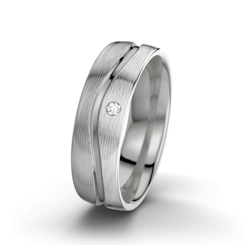 Diamantring Cher F6, Palladium 585 längsmatt, von vorn