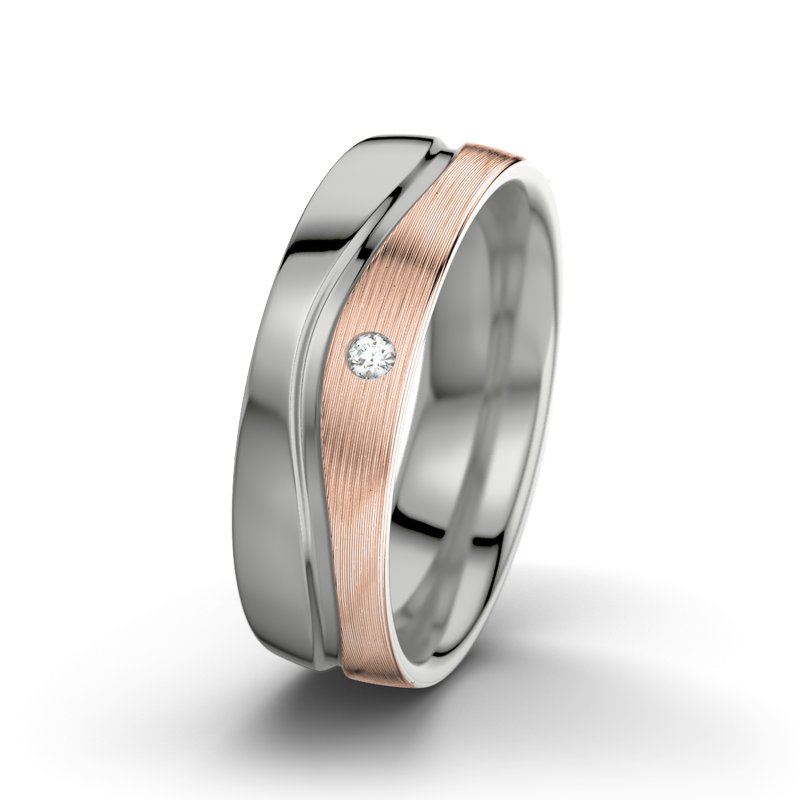 Diamantring Cher F6, Palladium 585 poliert, von vorn