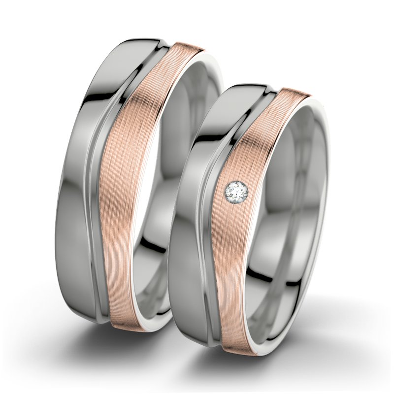 Diamantring Cher F6, Palladium 585 poliert, von vorn