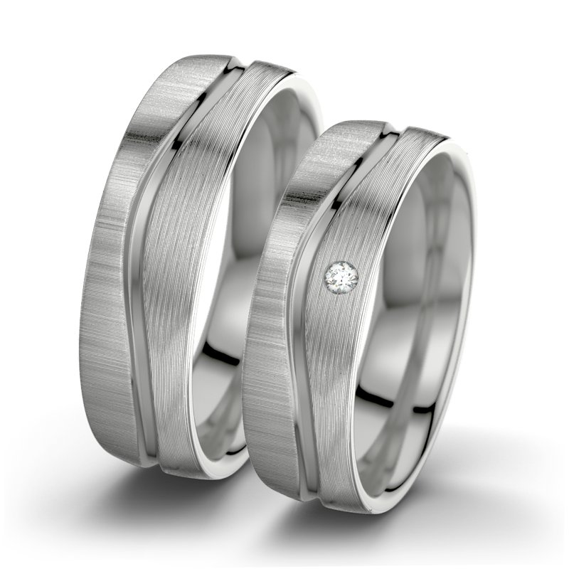 Diamantring Cher F6, Palladium 950 quermatt, von vorn