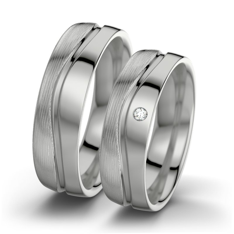 Diamantring Cher F6, Platinum 600 längsmatt, von vorn