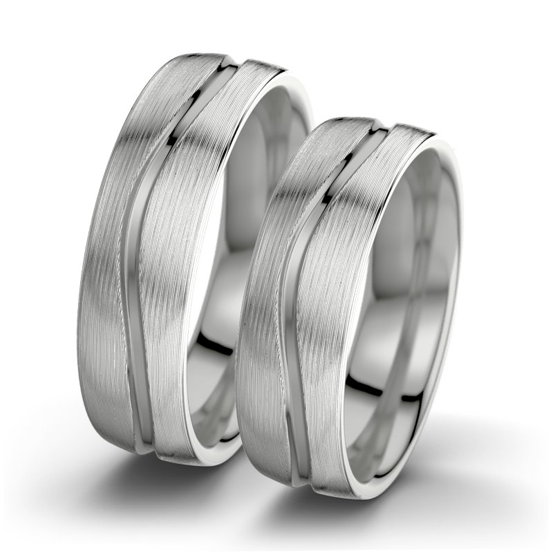 Kein Stein Platinum längsmattring Cher F6, Platinum 950 längsmatt, von vorn