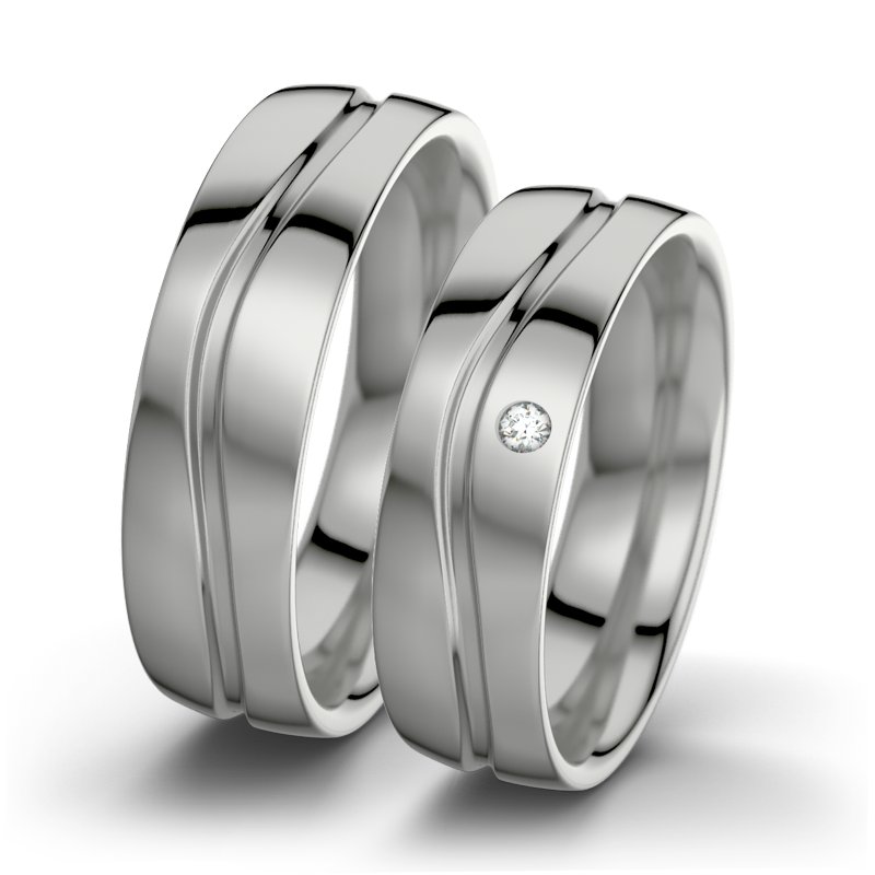 Diamantring Cher F6, Platinum 600 poliert, von vorn