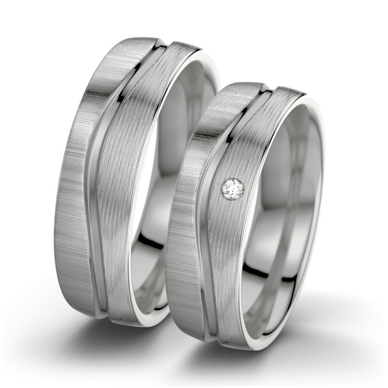 Diamantring Cher F6, Platinum 600 quermatt, von vorn