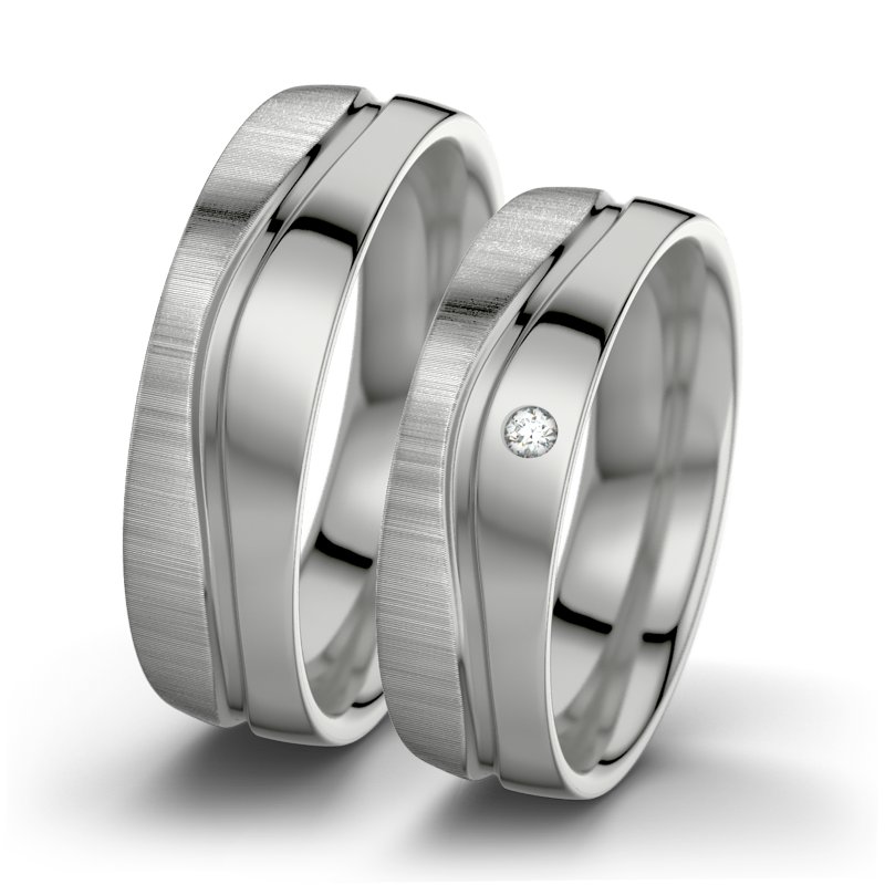Diamantring Cher F6, Platinum 600 quermatt, von vorn
