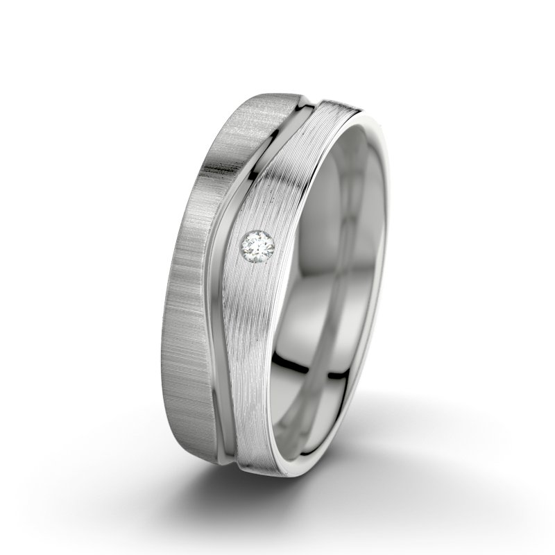 Diamantring Cher F6, Platinum 600 quermatt, von vorn