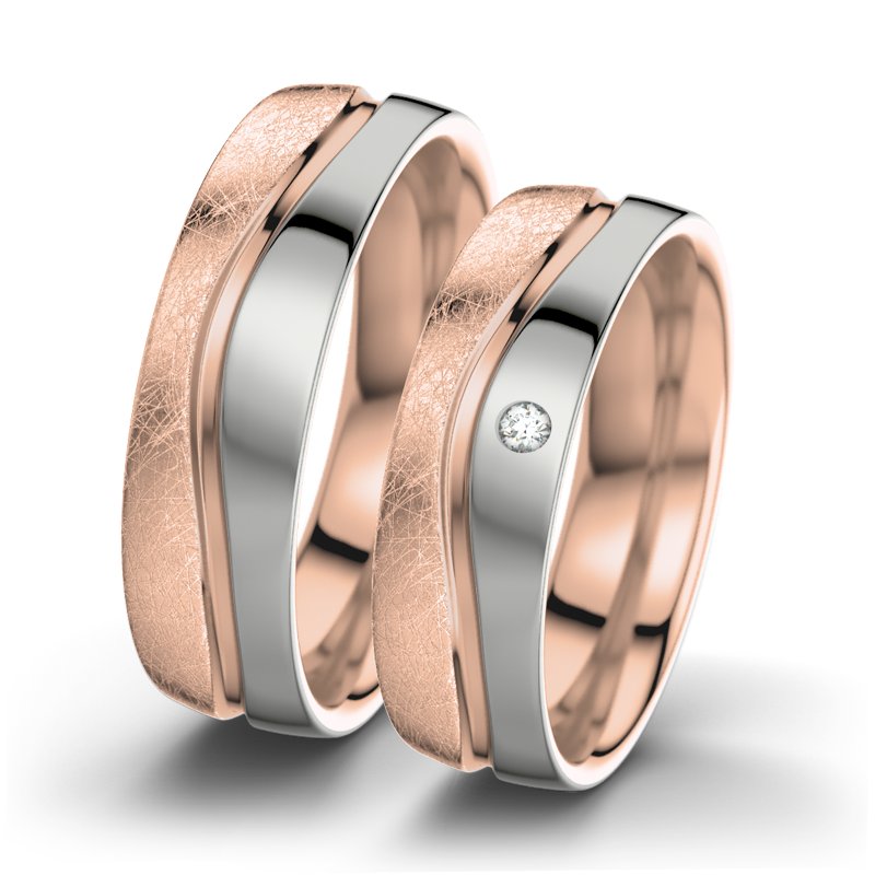 Diamantring Cher F6, Rotgold 750 eismatt, von vorn