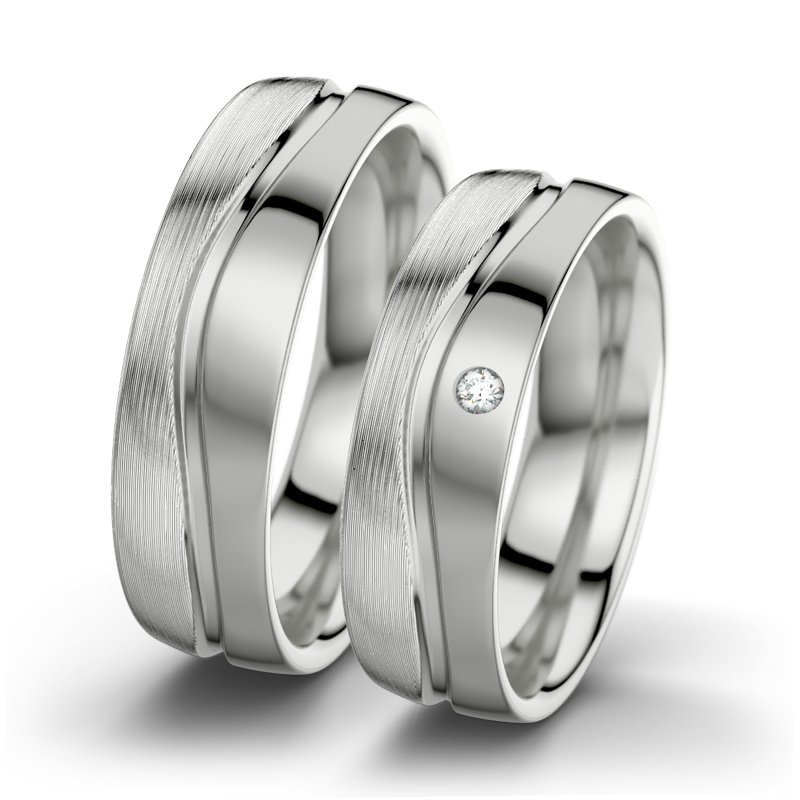 Diamantring Cher F6, Sterlingsilber 925 längsmatt, von vorn