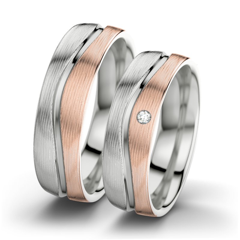 Diamantring Cher F6, Sterlingsilber 925 längsmatt, von vorn