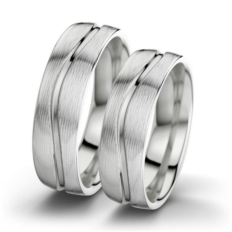 Kein Stein Sterlingsilber längsmattring Cher F6, Sterlingsilber 925 längsmatt, von vorn