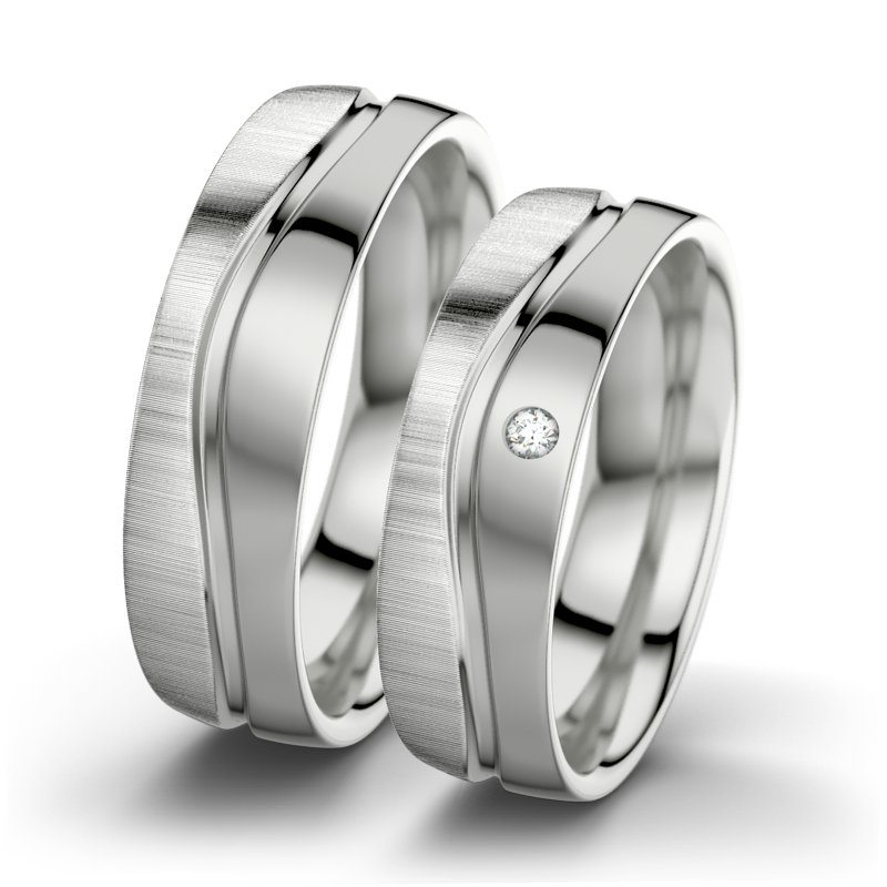 Diamantring Cher F6, Sterlingsilber 925 quermatt, von vorn