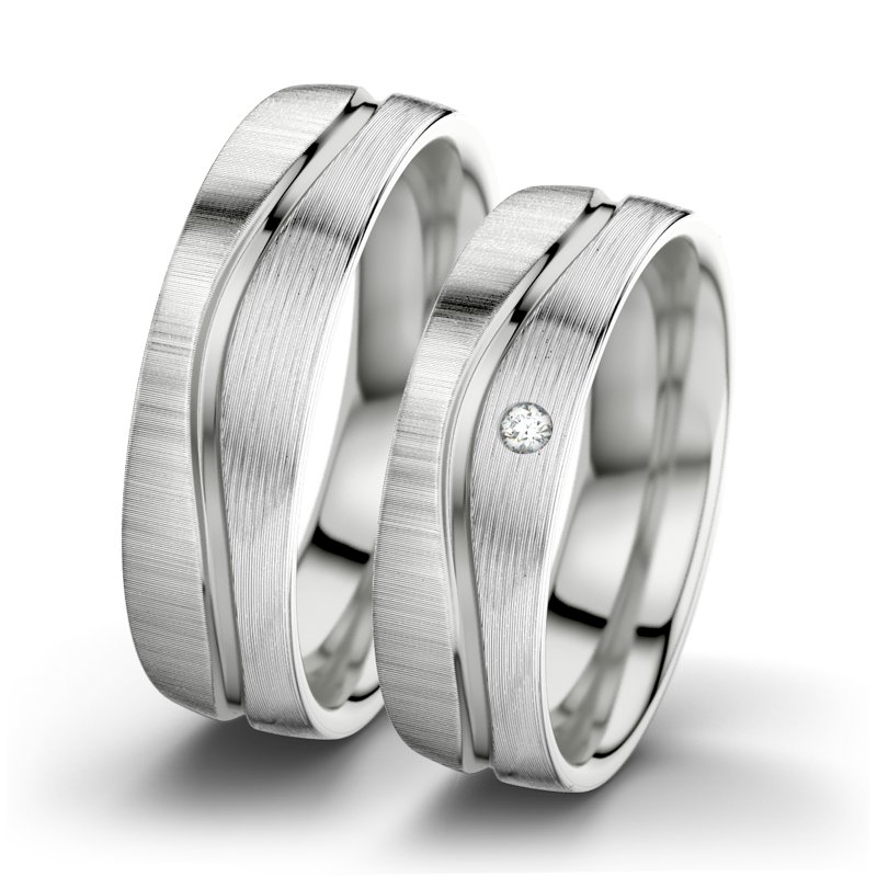 Diamantring Cher F6, Sterlingsilber 925 quermatt, von vorn