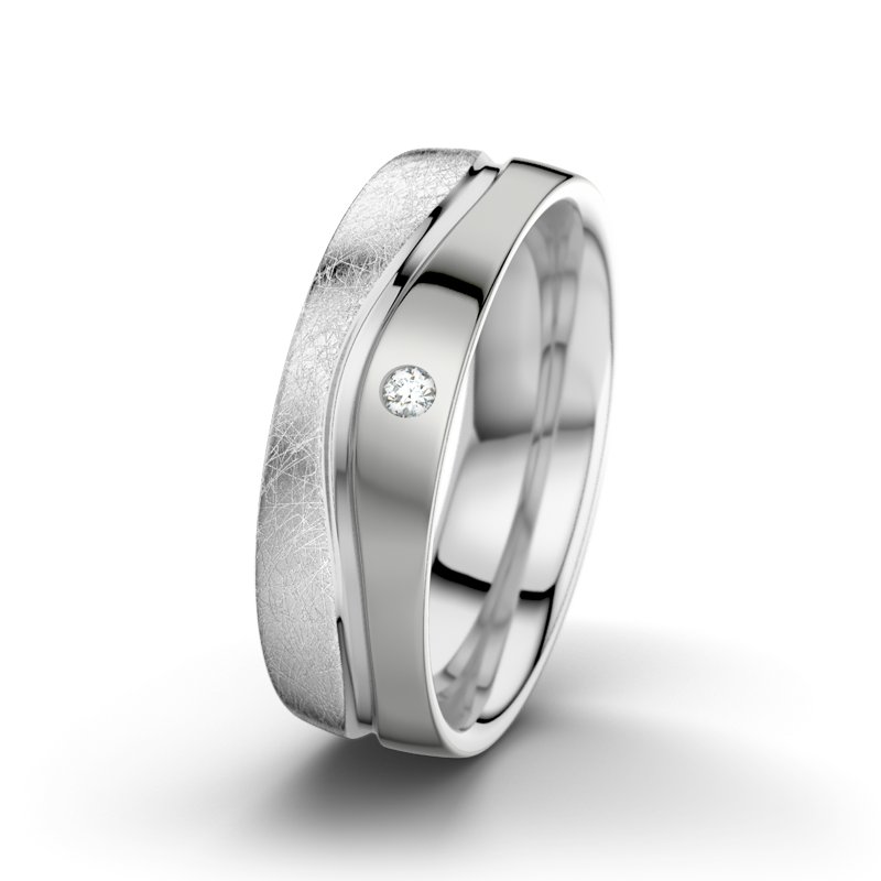 Diamantring Cher F6, Weißgold 585 eismatt, von vorn