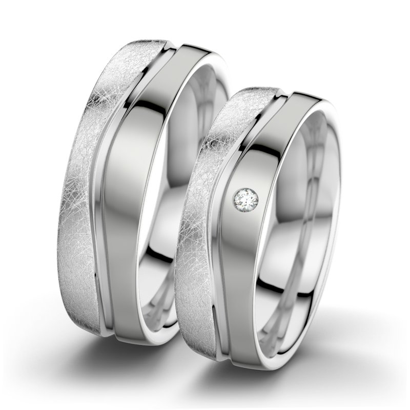 Diamantring Cher F6, Weißgold 585 eismatt, von vorn