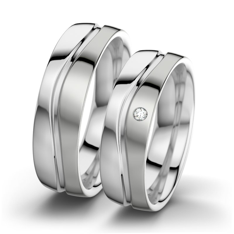 Diamantring Cher F6, Weißgold 750 poliert, von vorn