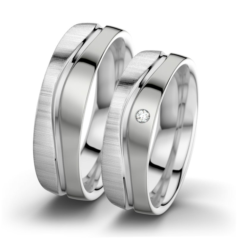 Diamantring Cher F6, Weißgold 585 quermatt, von vorn