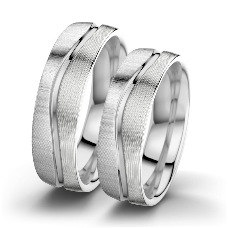 Kein Stein Weißgold quermattring Cher F6, Weißgold 585 quermatt, von vorn
