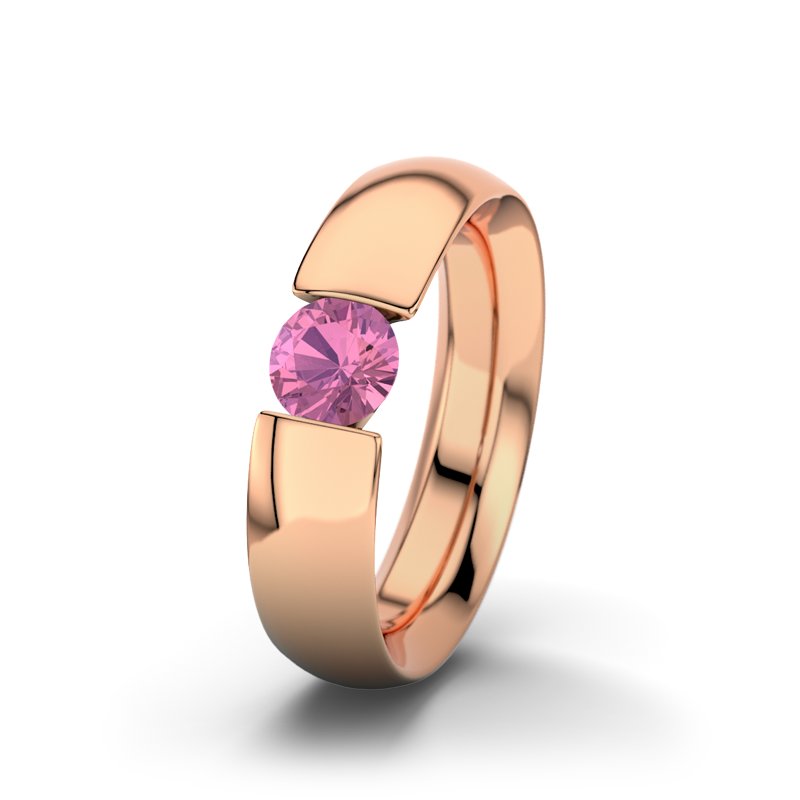 Pinker Turmalin Rotgoldring Chiang Mai, Rotgold 585, von vorn