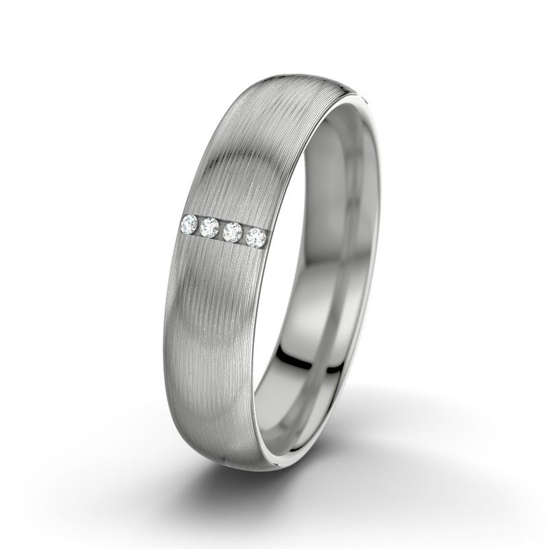 Diamantring Clyde M5, Palladium 950 längsmatt, von vorn