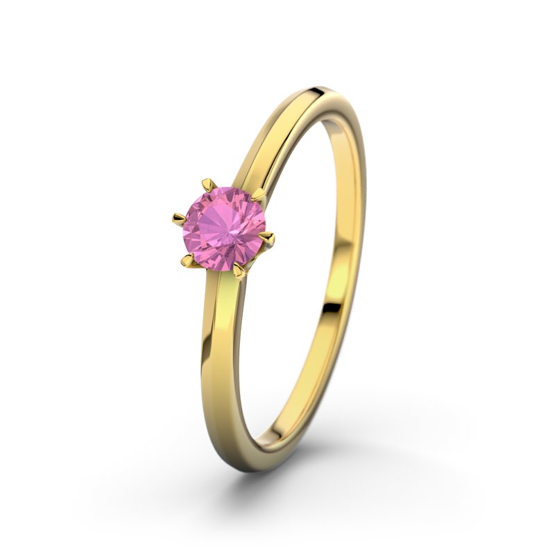 Pinker Turmalin Gelbgoldring Córdoba, Gelbgold 750, von vorn